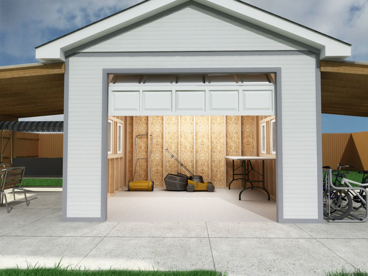 Garage-002 garage with bike rack 3D model_1