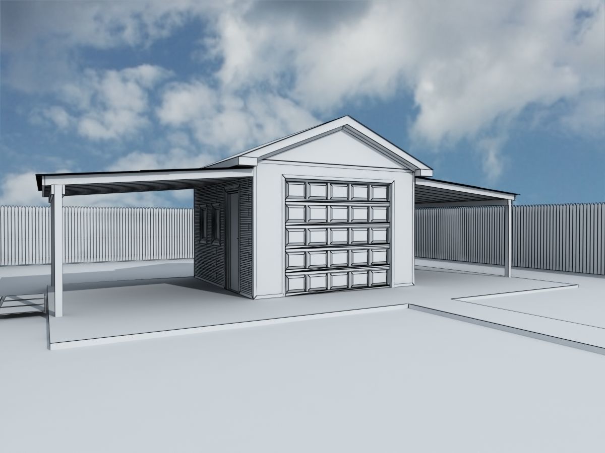 Garage-002 garage with bike rack 3D model_5