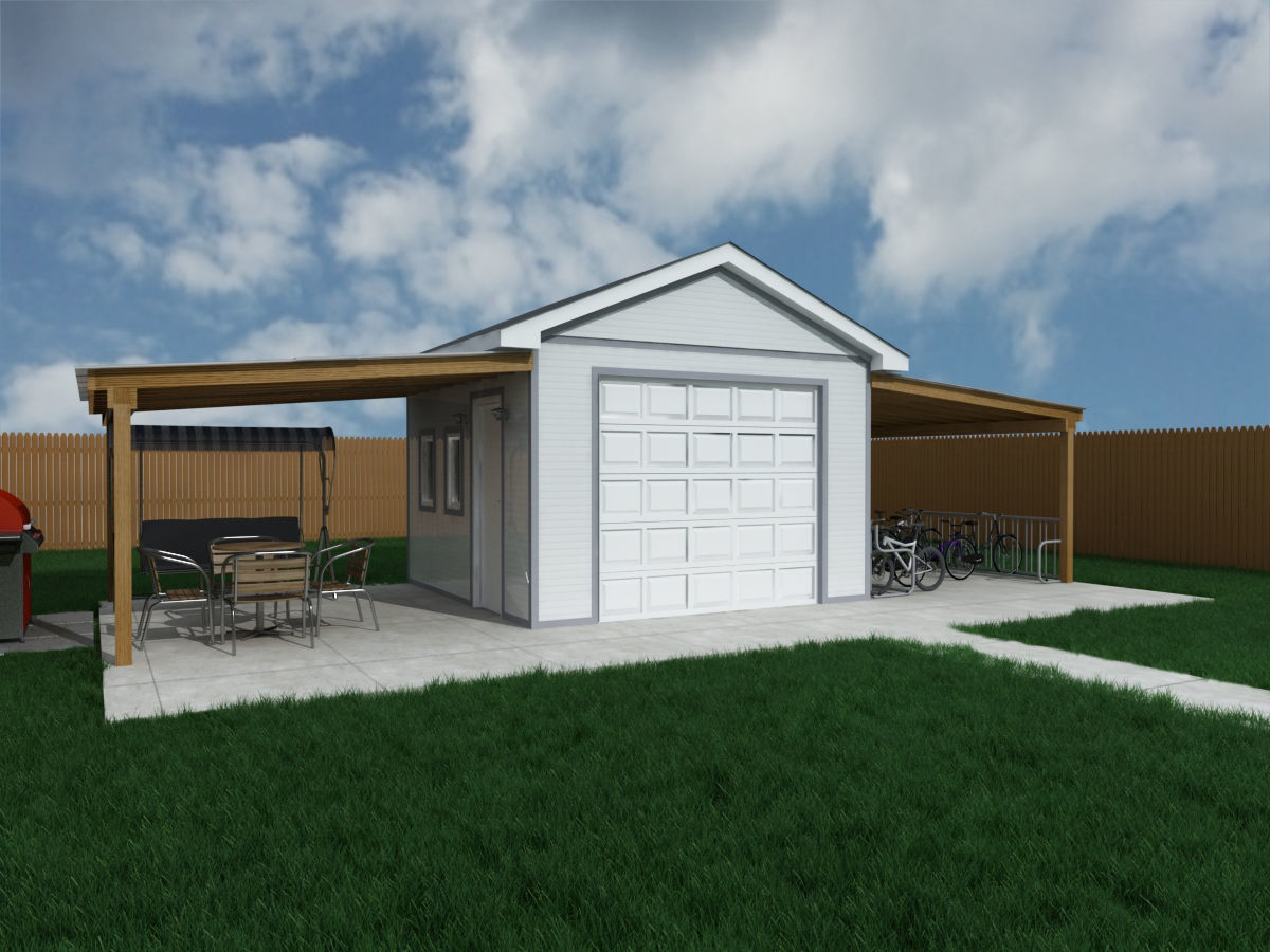 Garage-002 garage with bike rack 3D model_2