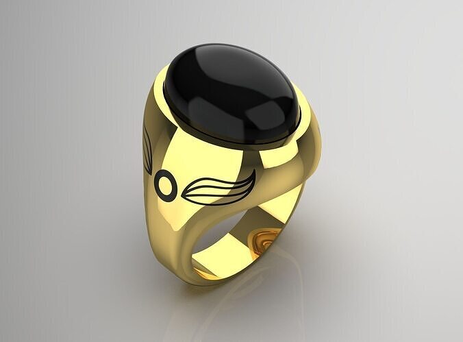 Mens Gold Ring with Black Onyx mr0196 3D print model