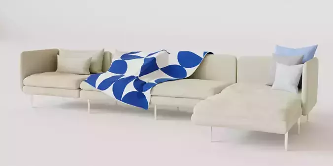 Modern modular sofa with decorative throw and cushions