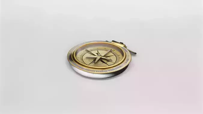 Realistic Vintage Brass Compass 3D Model