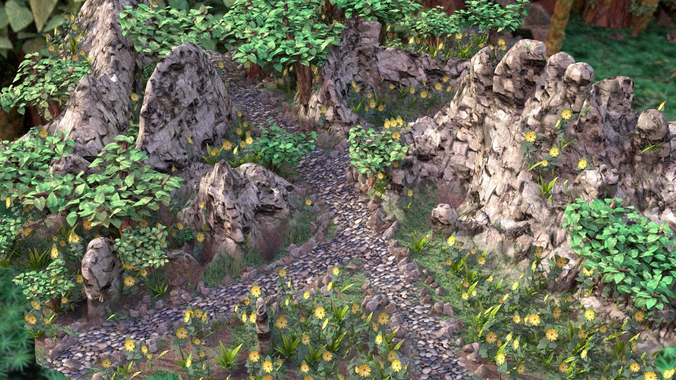 Garden Pack scene models with textures Low-poly 3D model