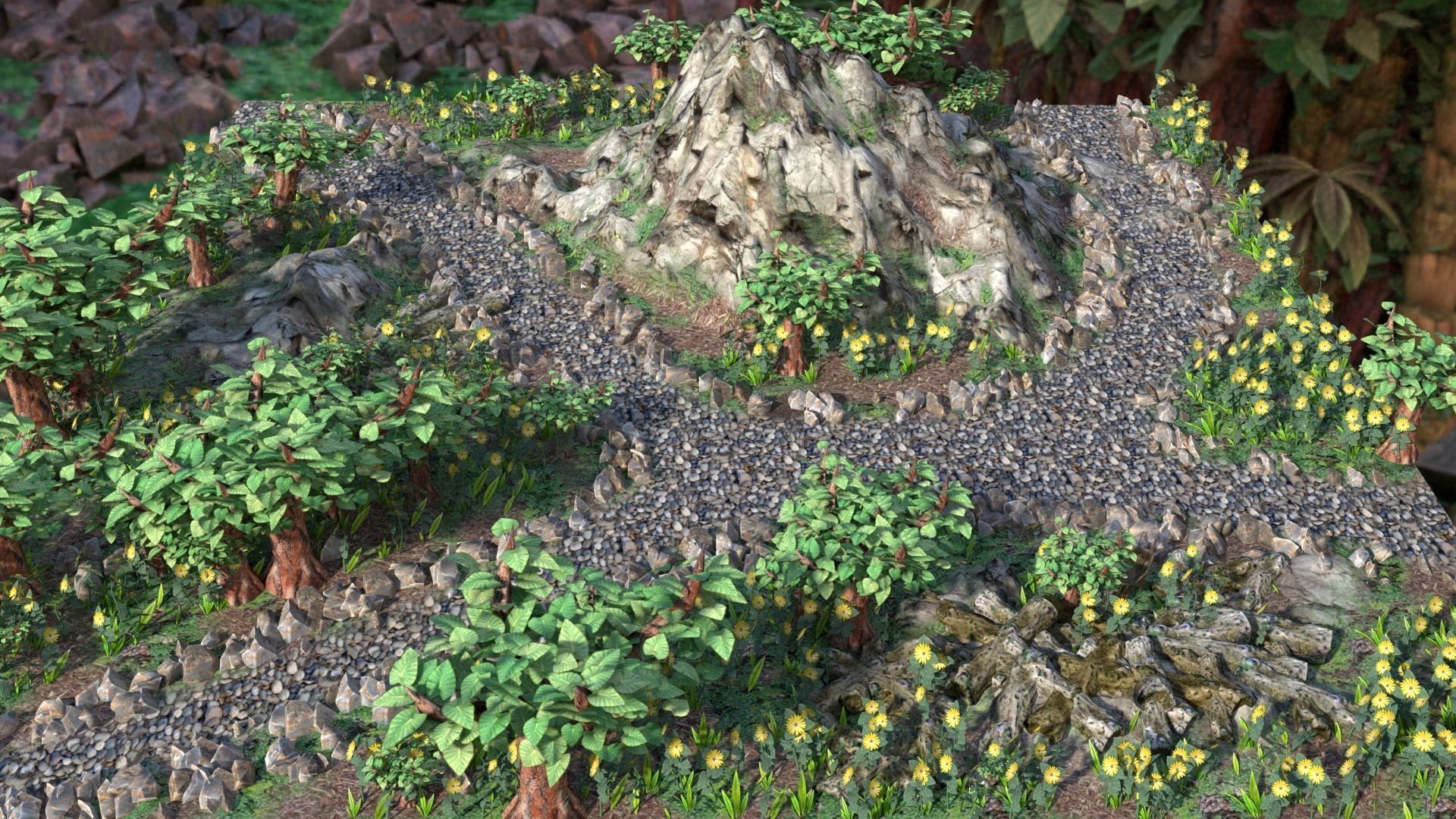 Garden Pack scene models with textures Low-poly 3D model_1