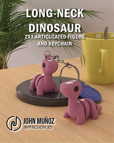 Long Neck dinosaur Articulated Keychain and Figure 3D print model