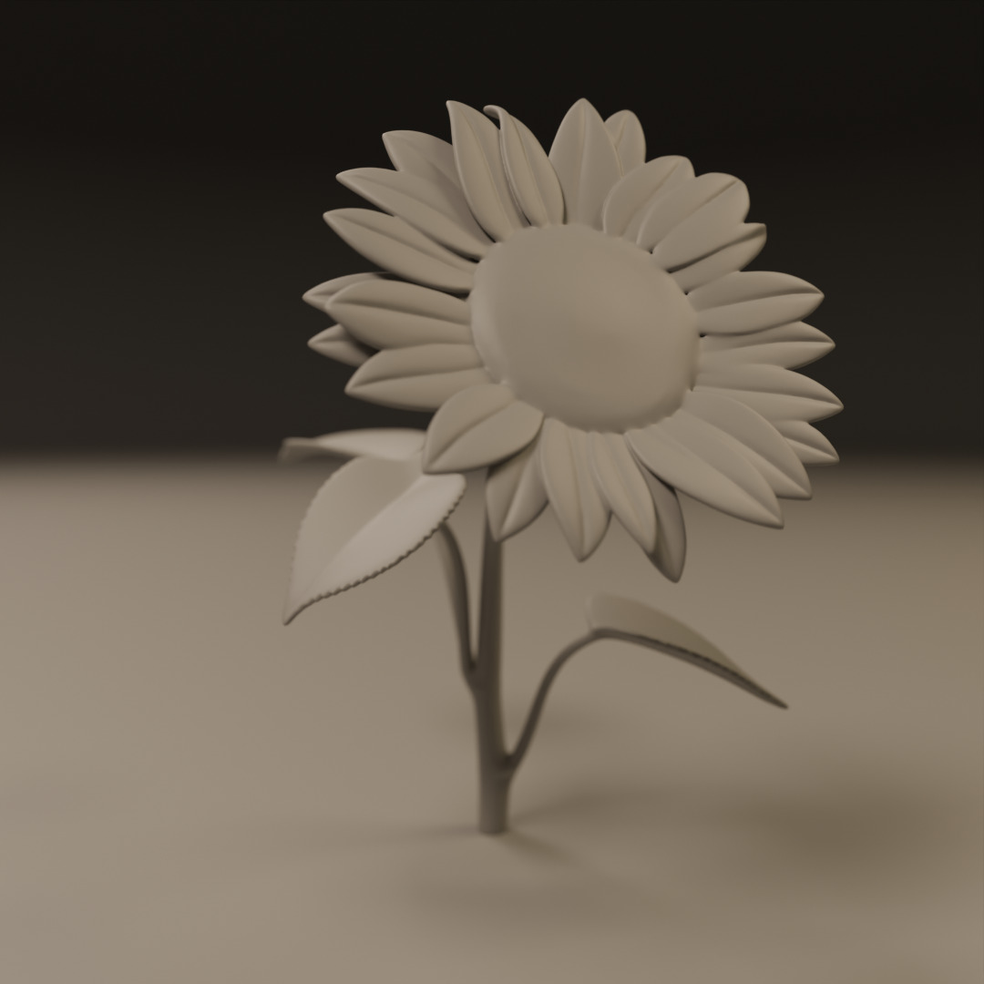 sunflower 3D print model_9