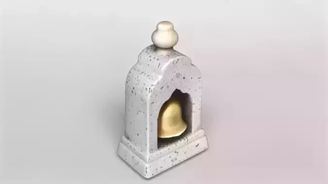 Decorative Brass Bell with Stone Arch Frame 3D Model