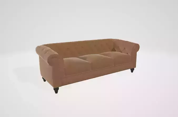 Century Chesterfield Sofa - Light Brown Leather 3D model