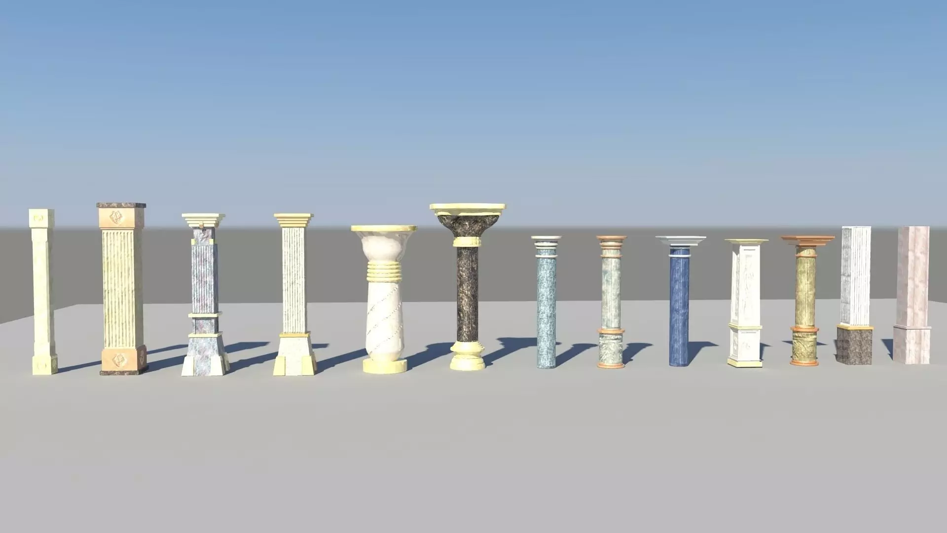 Pillar Pack Low-poly 3D model_0