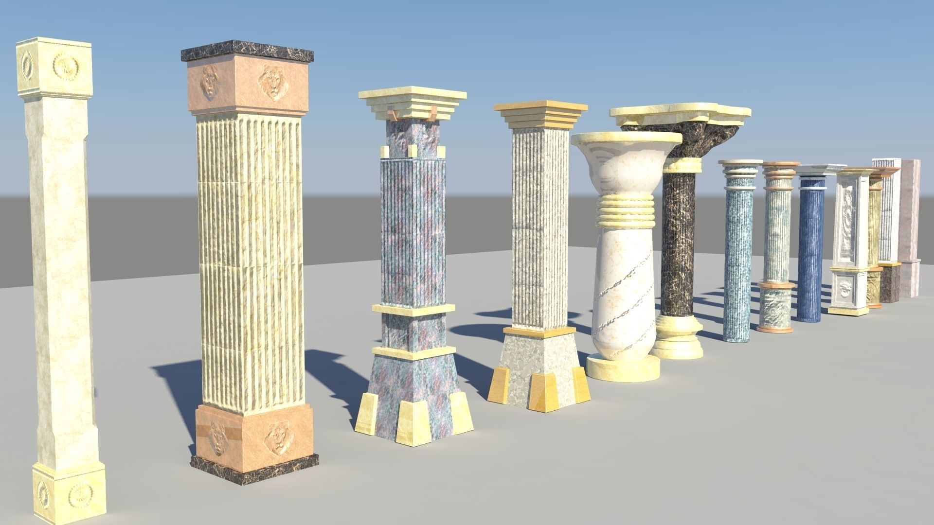 Pillar Pack Low-poly 3D model_2