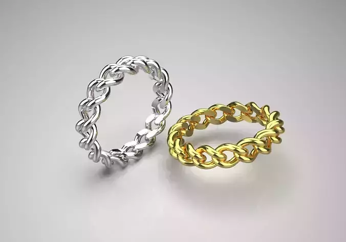 Gold rings two-tone chain design model gr0021