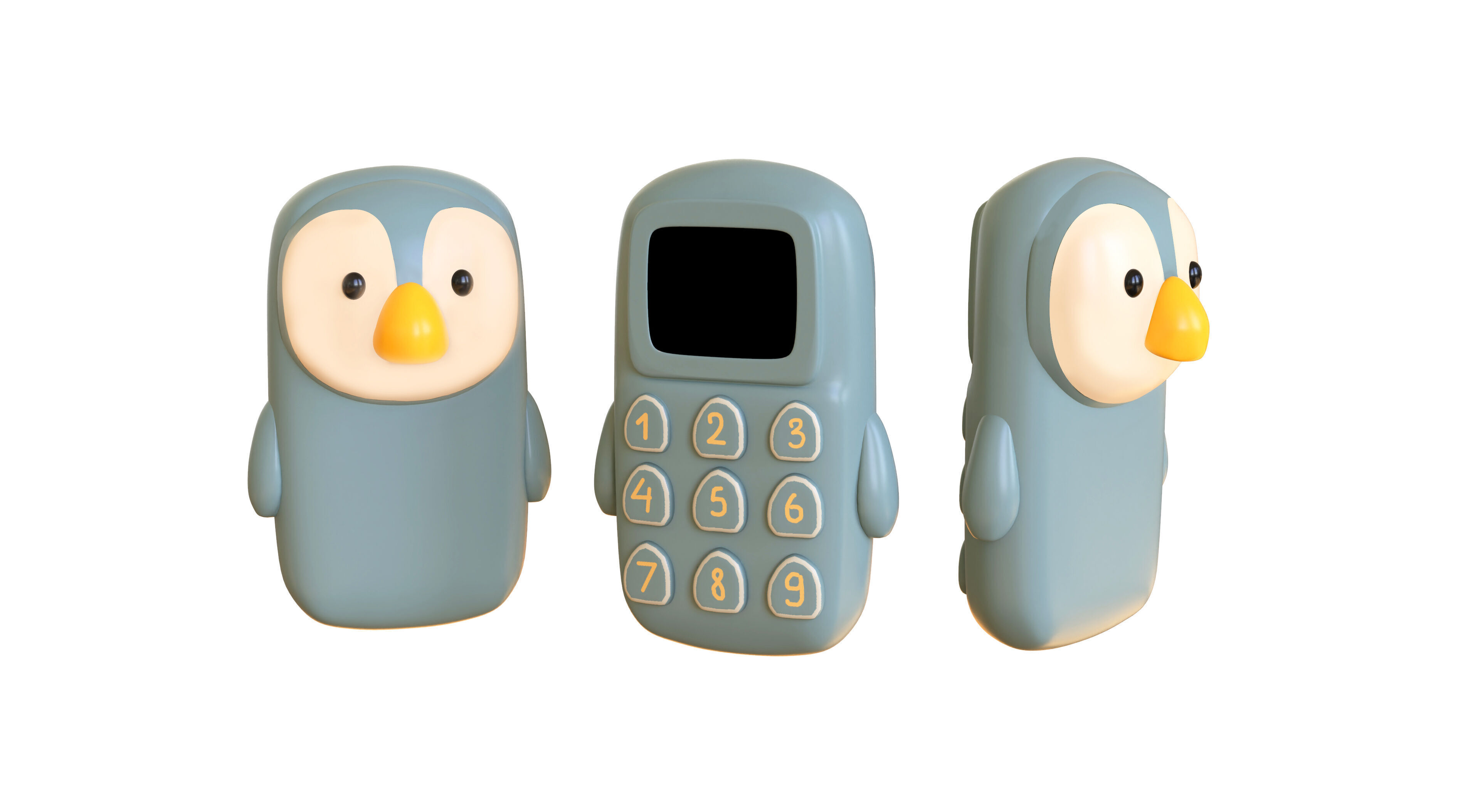 Cute Penguin Phone Toy 3D Model - Stylized Cartoon Mobile Phone  Low-poly 3D model_1