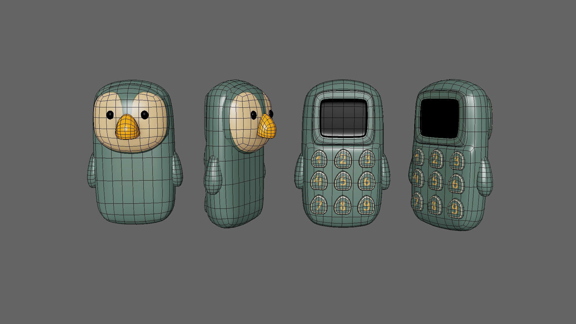 Cute Penguin Phone Toy 3D Model - Stylized Cartoon Mobile Phone  Low-poly 3D model_6