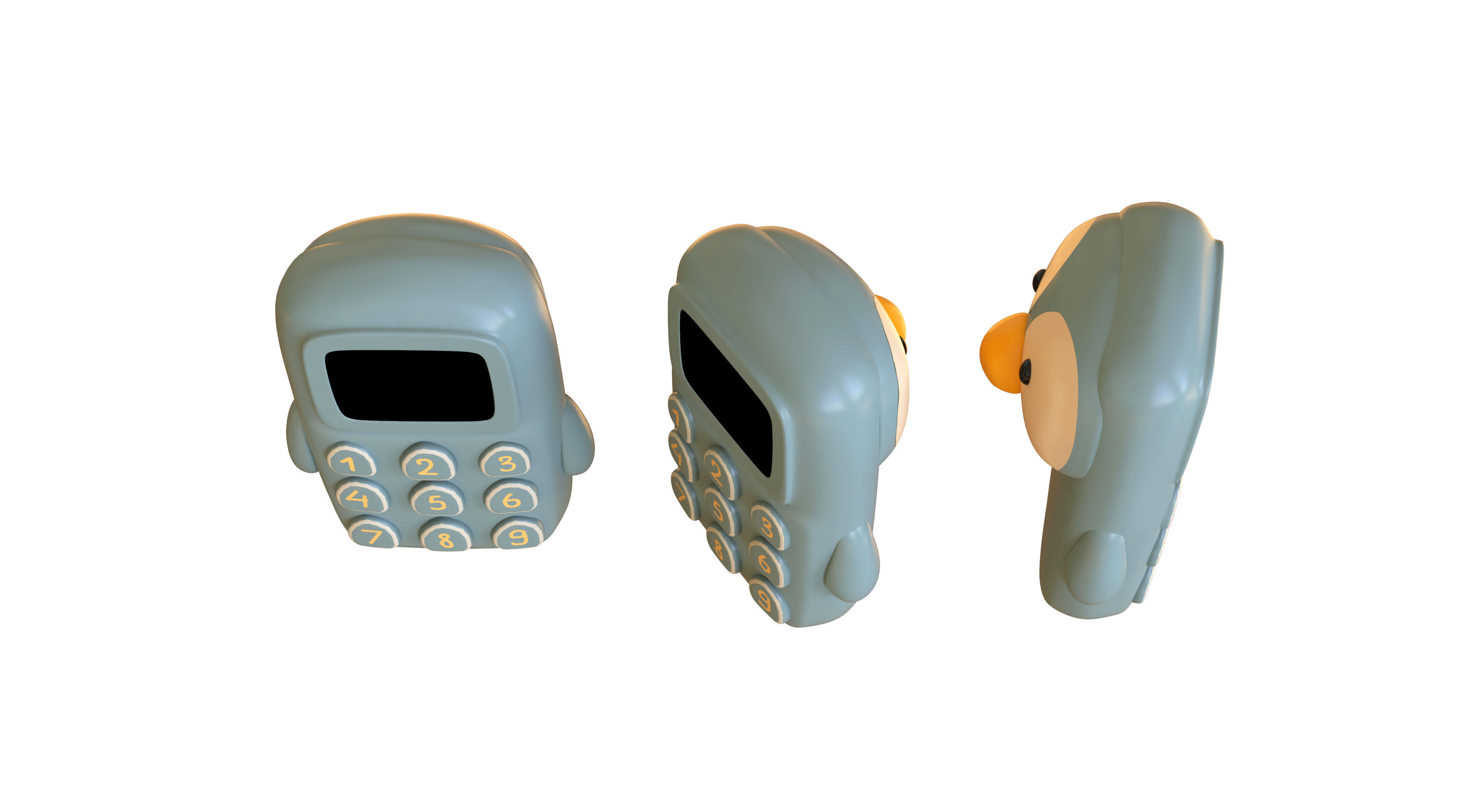 Cute Penguin Phone Toy 3D Model - Stylized Cartoon Mobile Phone  Low-poly 3D model_3