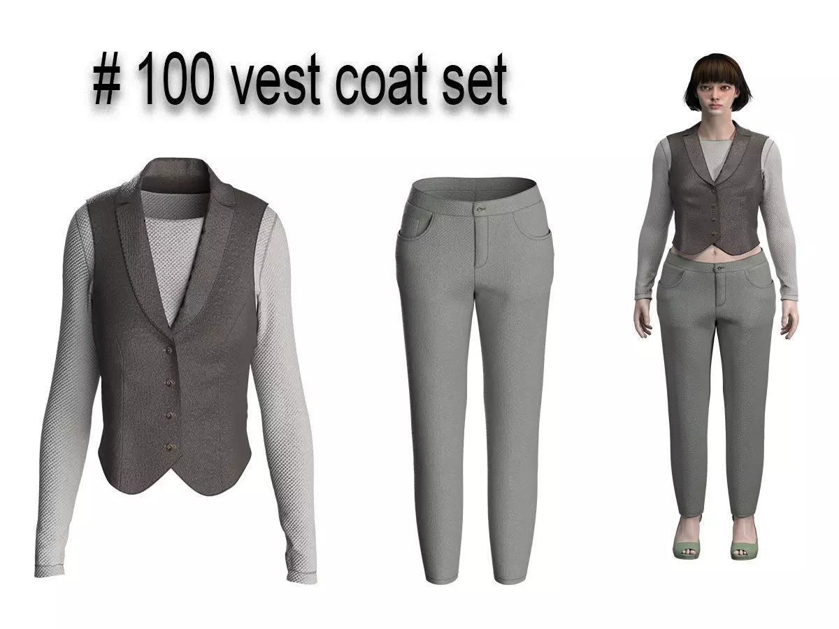 100 waist coat set for women 3D print model_0