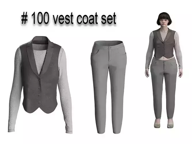 100 waist coat set for women 3D print model