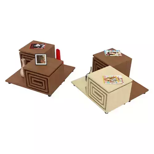 Table coffee with three cubes