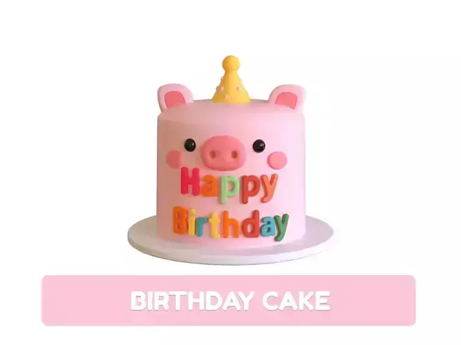 Low-Poly Birthday Cake 01