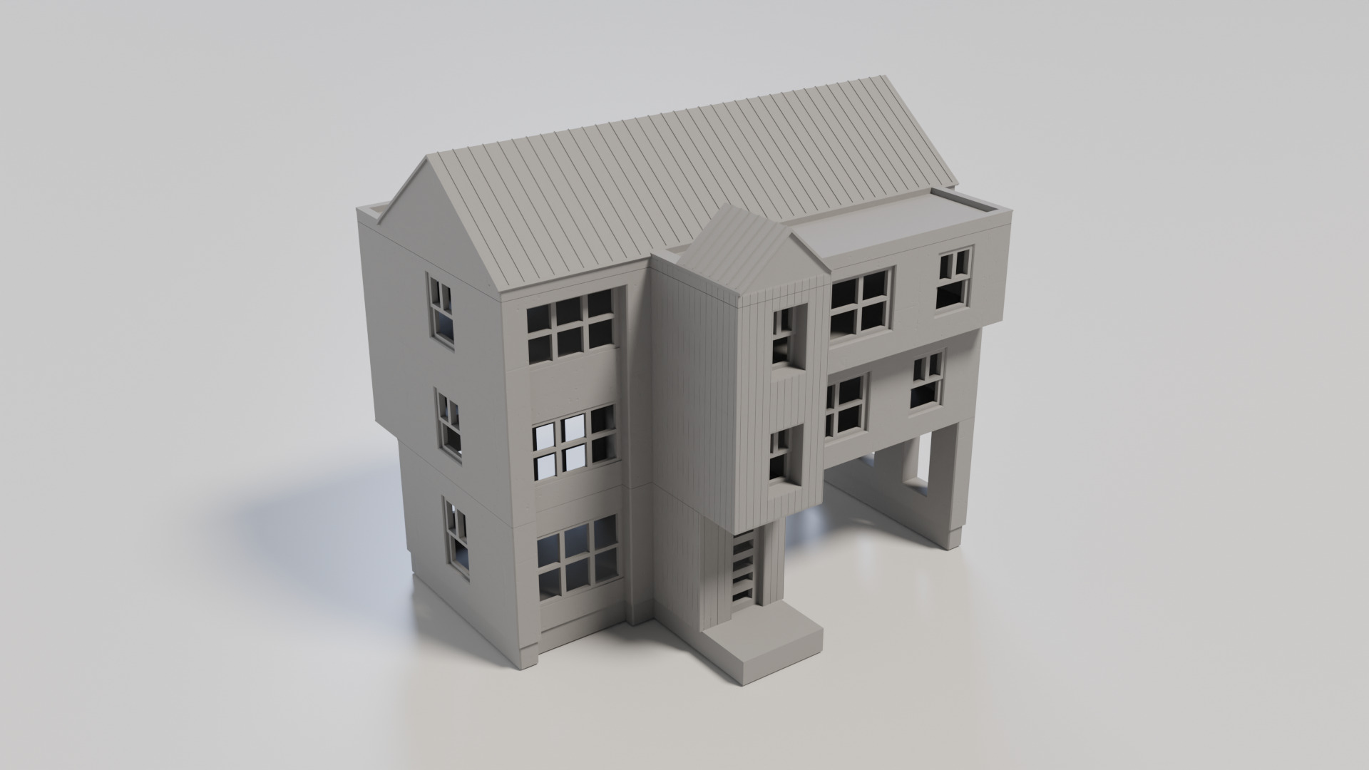 HO Scale 3D Print -The Monolith- Brutalist Modern Res Building 3D print model_2