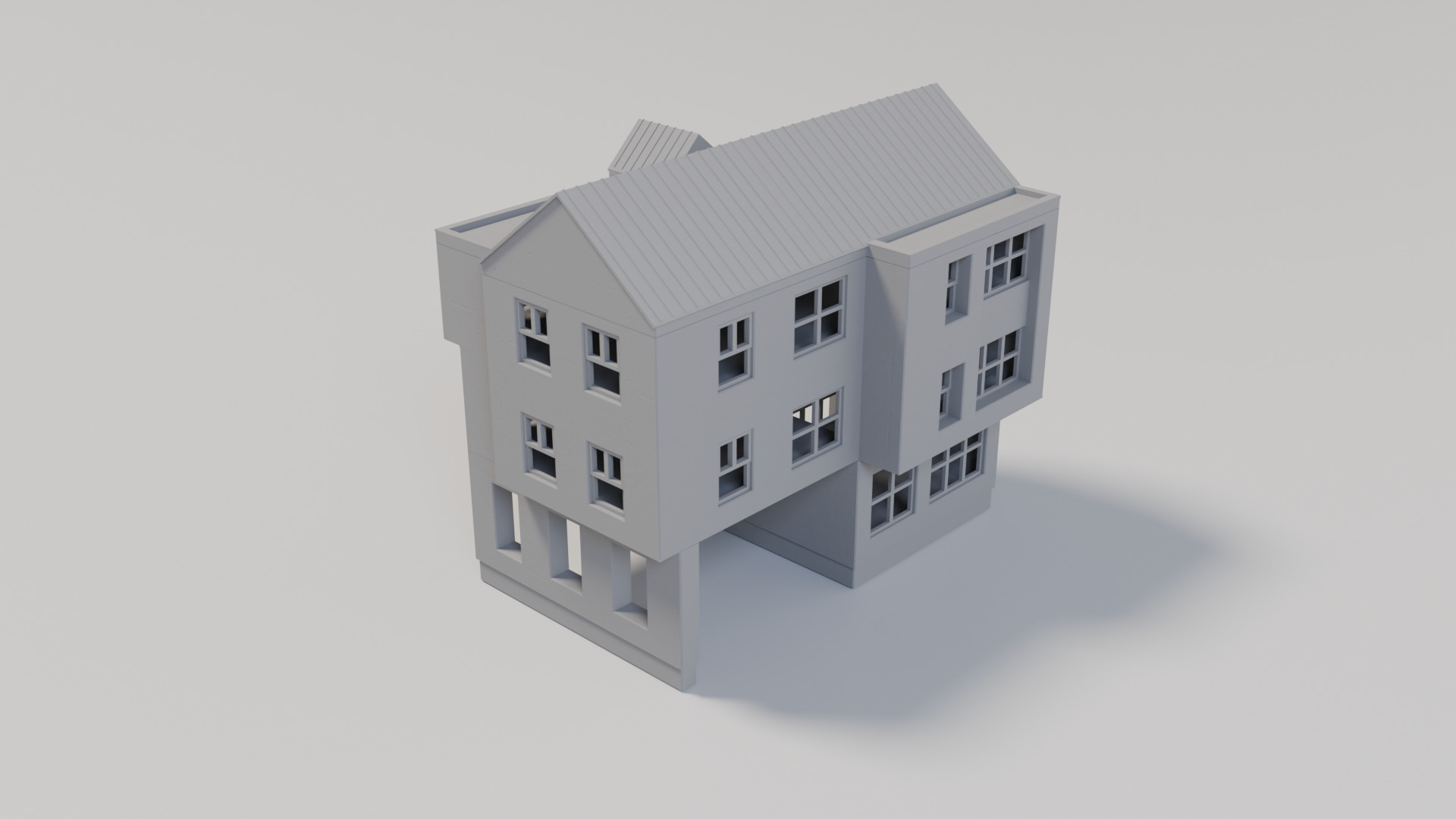 HO Scale 3D Print -The Monolith- Brutalist Modern Res Building 3D print model_3