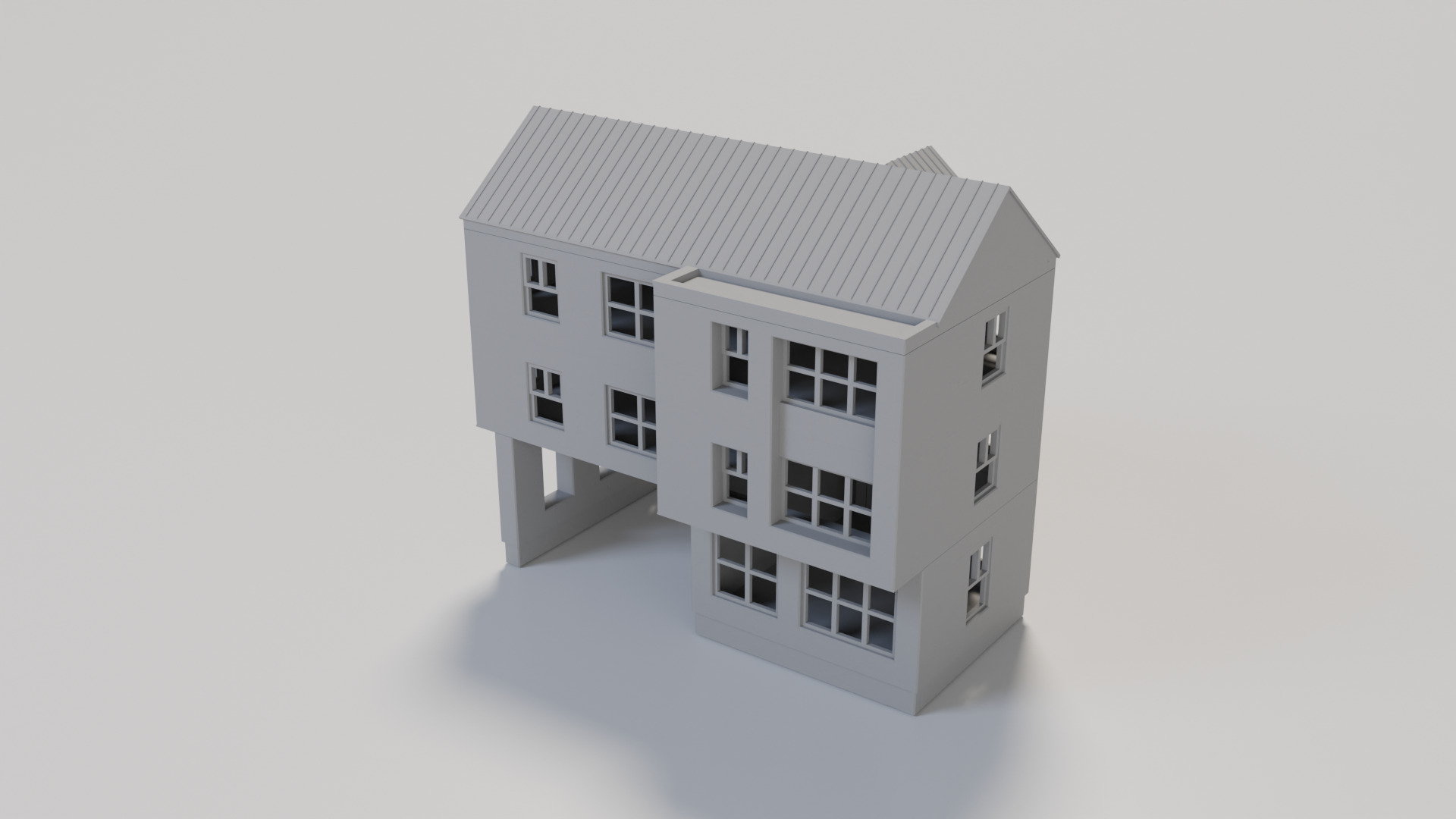 HO Scale 3D Print -The Monolith- Brutalist Modern Res Building 3D print model_1