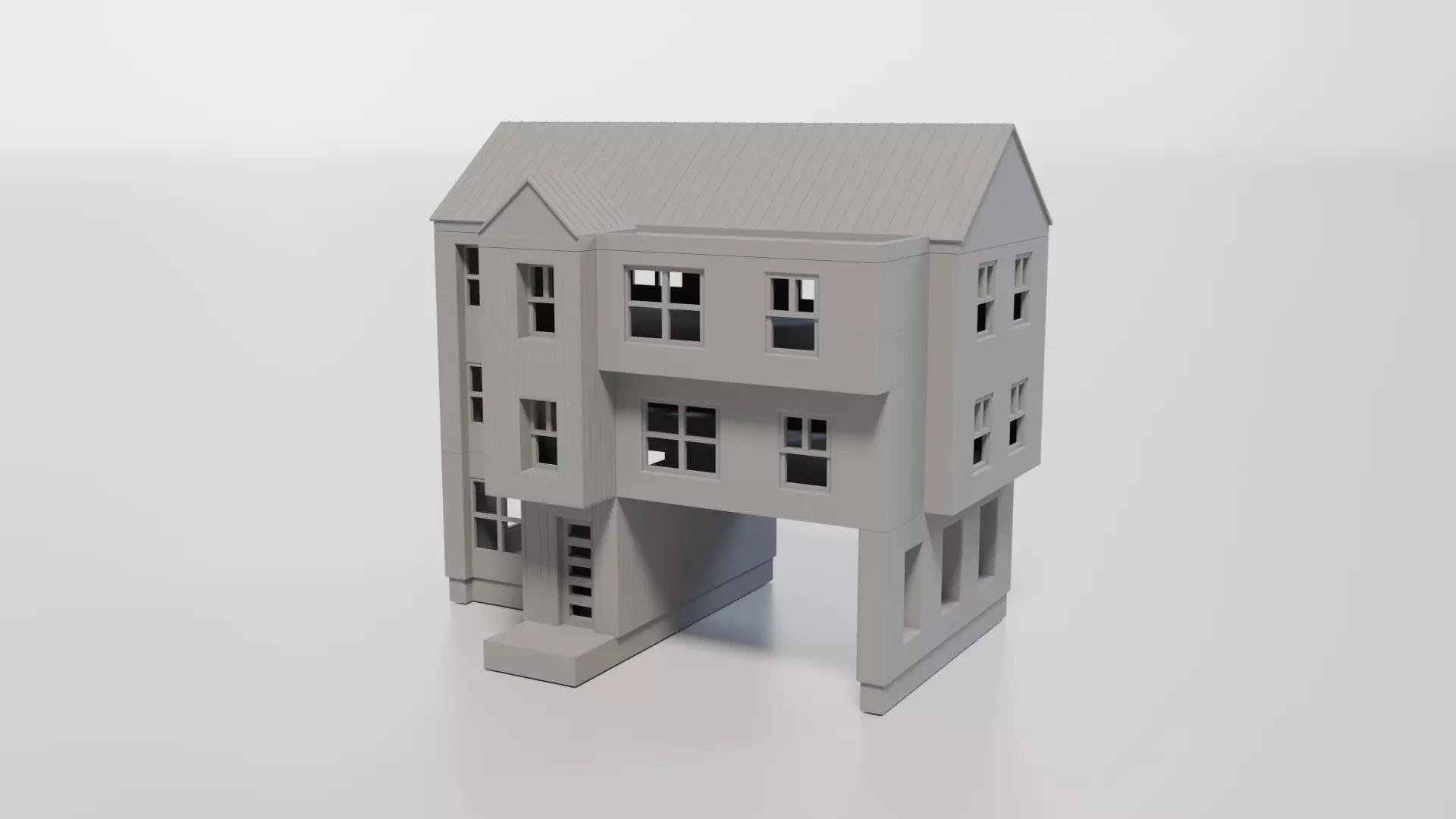 HO Scale 3D Print -The Monolith- Brutalist Modern Res Building 3D print model_0