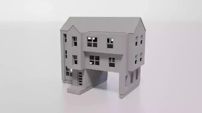 HO Scale 3D Print -The Monolith- Brutalist Modern Res Building