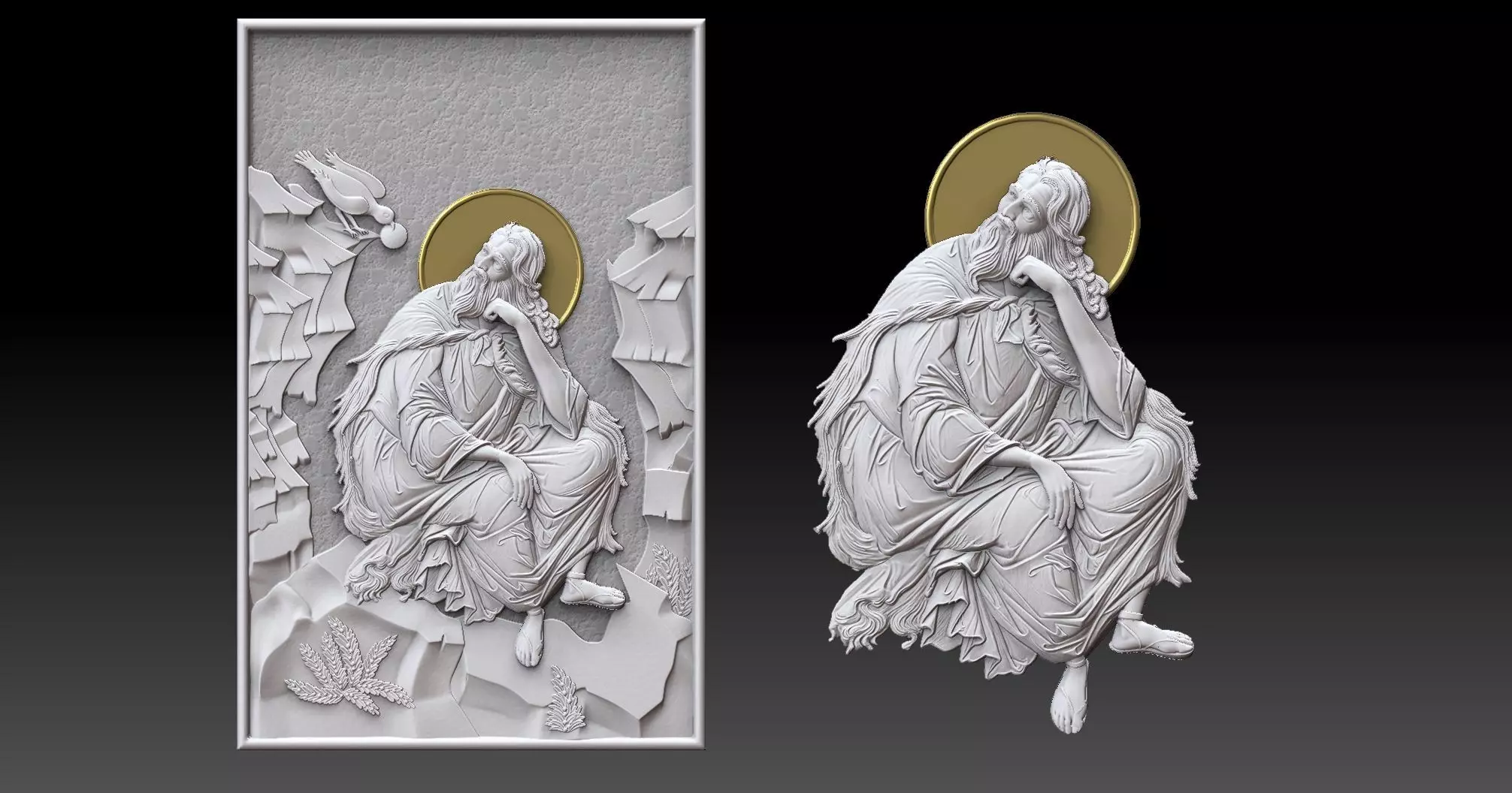 Saint Elijah the Prophet  Relief CNC  3D print model_0