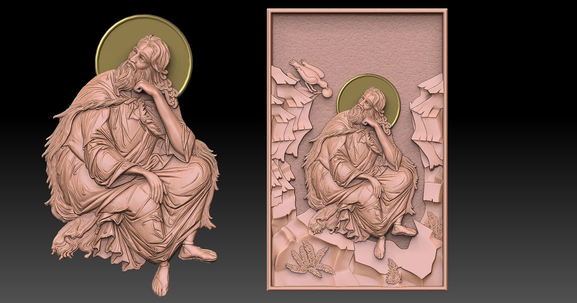 Saint Elijah the Prophet  Relief CNC  3D print model_4