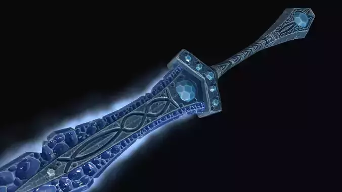 Stylized ice sword  Game-ready Print-ready Low-poly 3D model