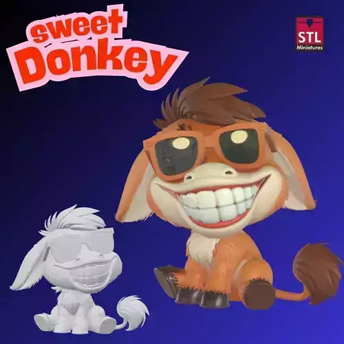 Donkey with Sunglasses STL File for 3D Printing 3D print model