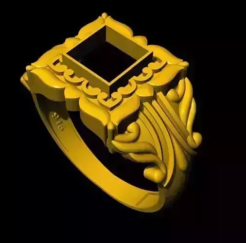 square cut stone ring 3dm file