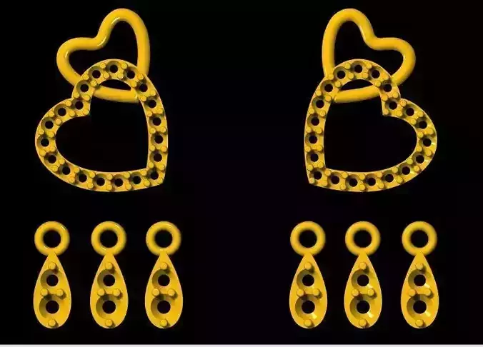 heart earrings 3dm file