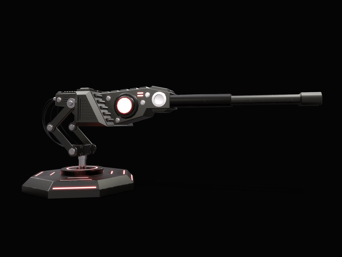 LowPoly Sci-Fi Turret V1 Updated Low-poly 3D model_3