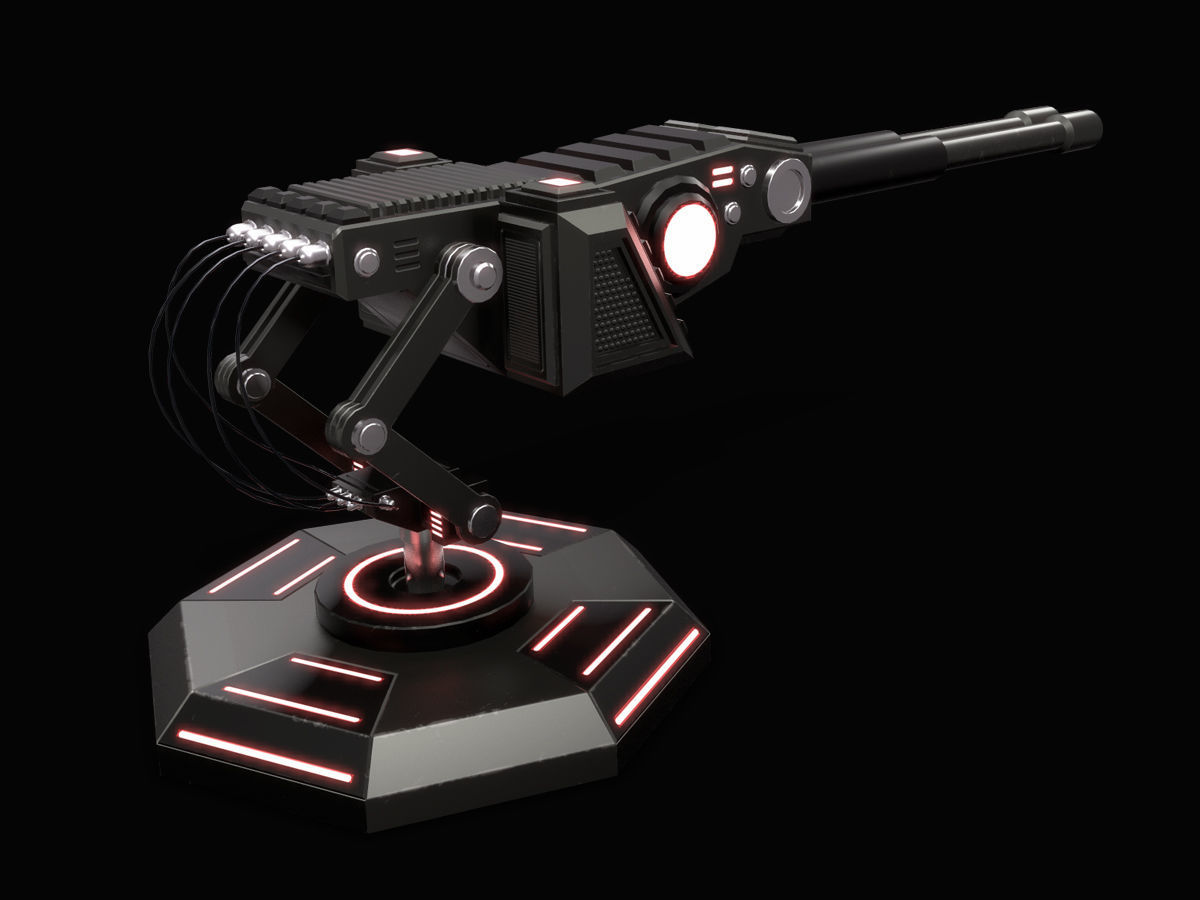 LowPoly Sci-Fi Turret V1 Updated Low-poly 3D model_4