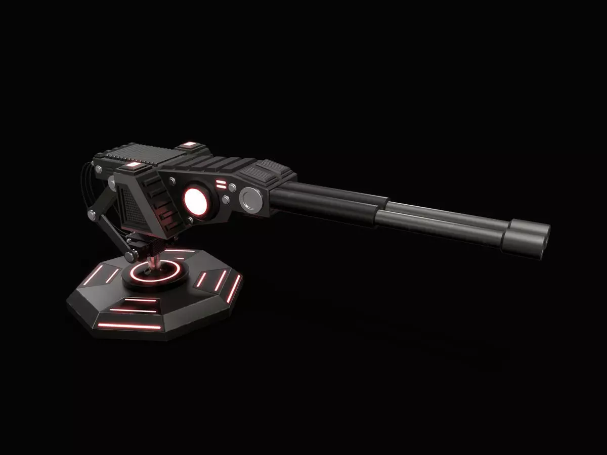 LowPoly Sci-Fi Turret V1 Updated Low-poly 3D model_0