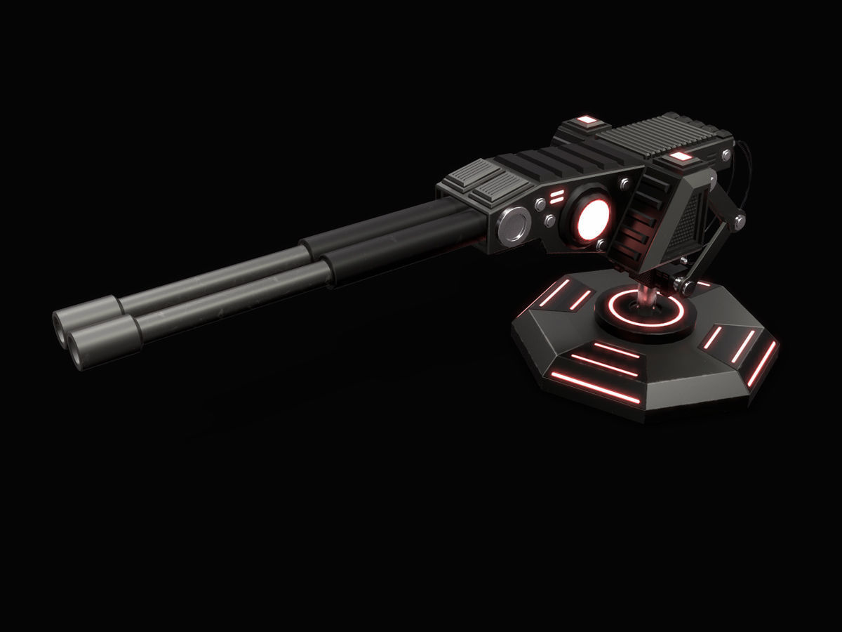 LowPoly Sci-Fi Turret V1 Updated Low-poly 3D model_2