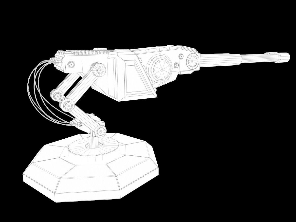 LowPoly Sci-Fi Turret V1 Updated Low-poly 3D model_8