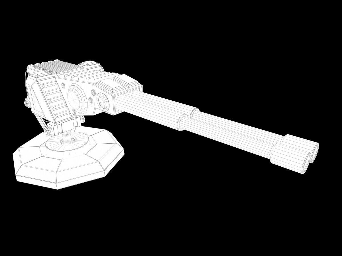 LowPoly Sci-Fi Turret V1 Updated Low-poly 3D model_7