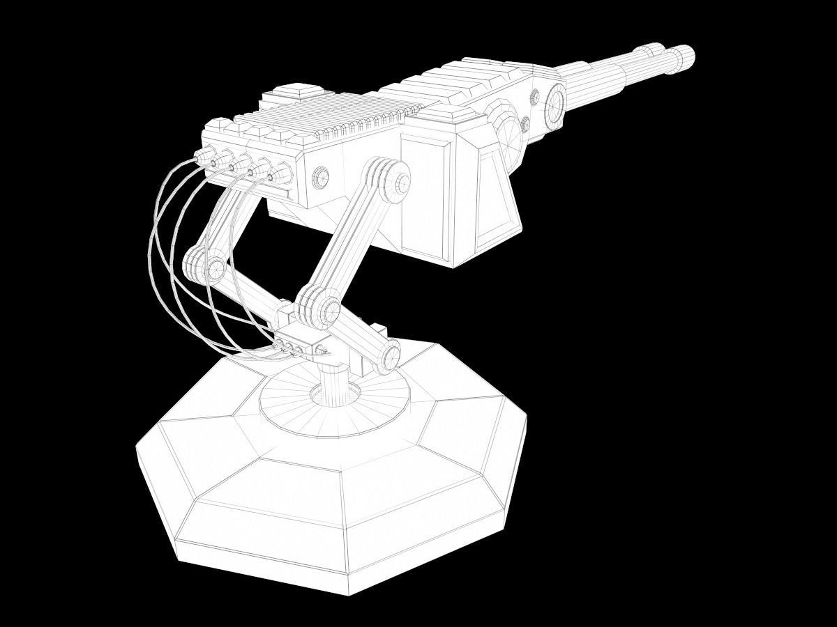 LowPoly Sci-Fi Turret V1 Updated Low-poly 3D model_10