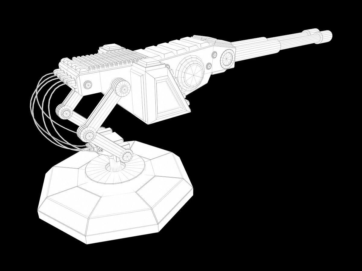 LowPoly Sci-Fi Turret V1 Updated Low-poly 3D model_6