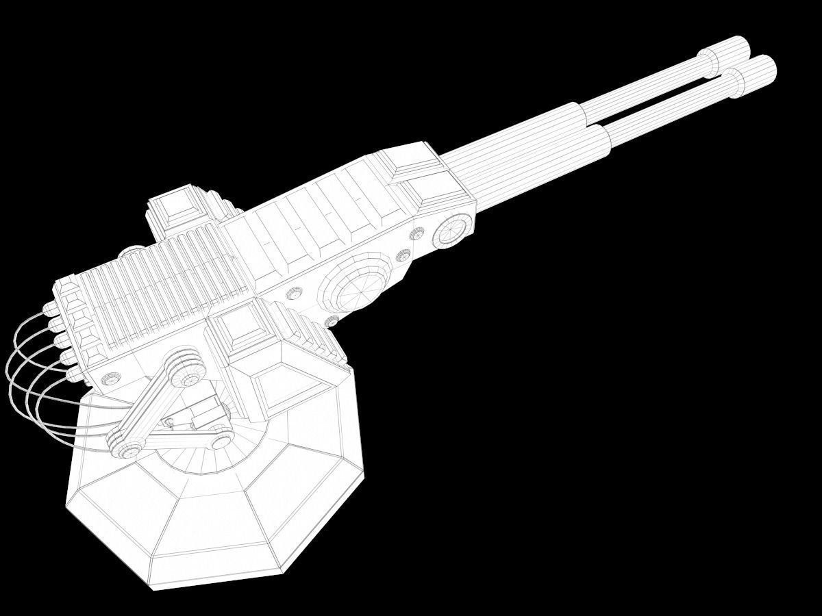 LowPoly Sci-Fi Turret V1 Updated Low-poly 3D model_9