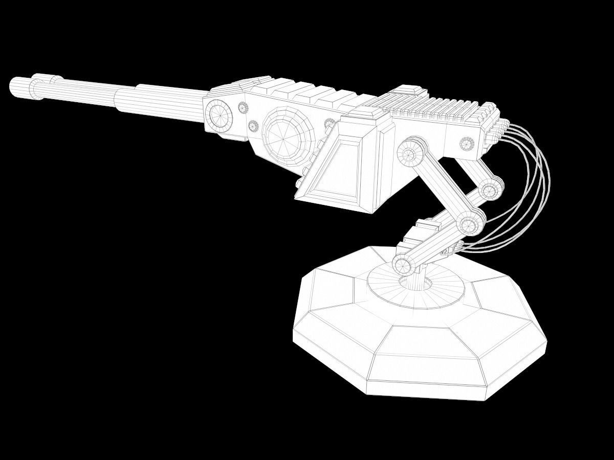 LowPoly Sci-Fi Turret V1 Updated Low-poly 3D model_11