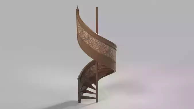 Reclaimed Wooden Panel Spiral Staircase Low-poly 3D model