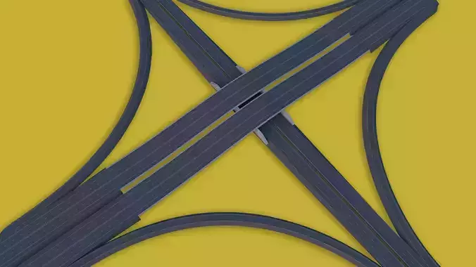 Partial Cloverleaf Interchange Game-Ready Modular Road Asset