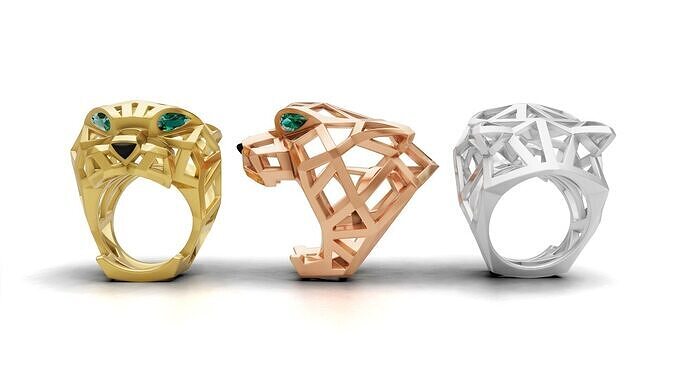 Panther Ring Skeleton Style Sizes US7 US12 3D print model