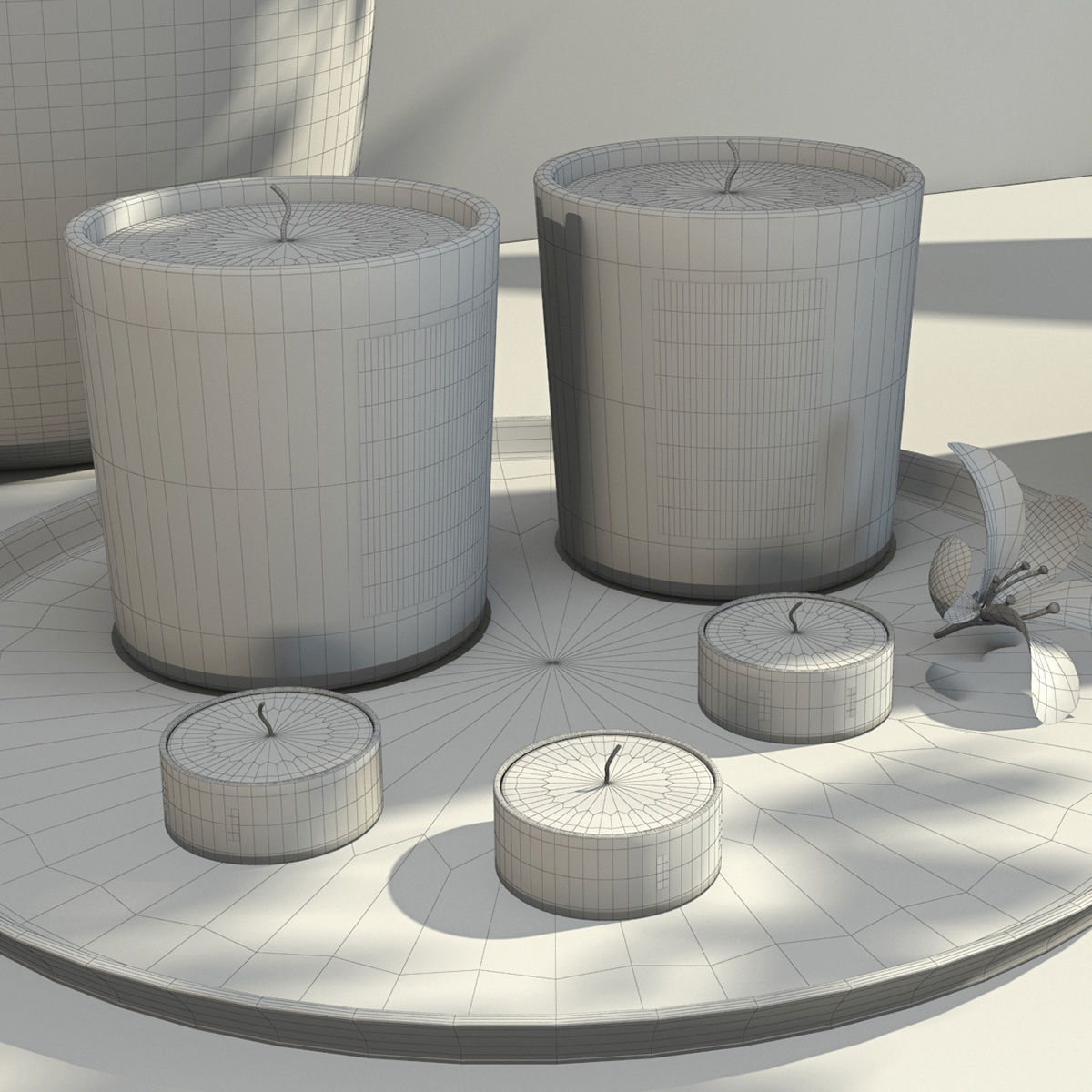 Decorative Set of Flowers 3D model_3