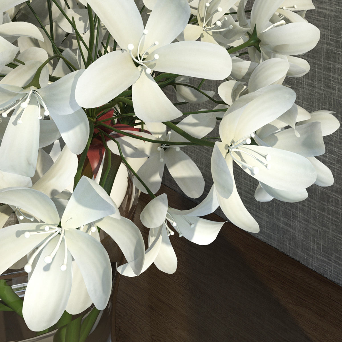 Decorative Set of Flowers 3D model_4