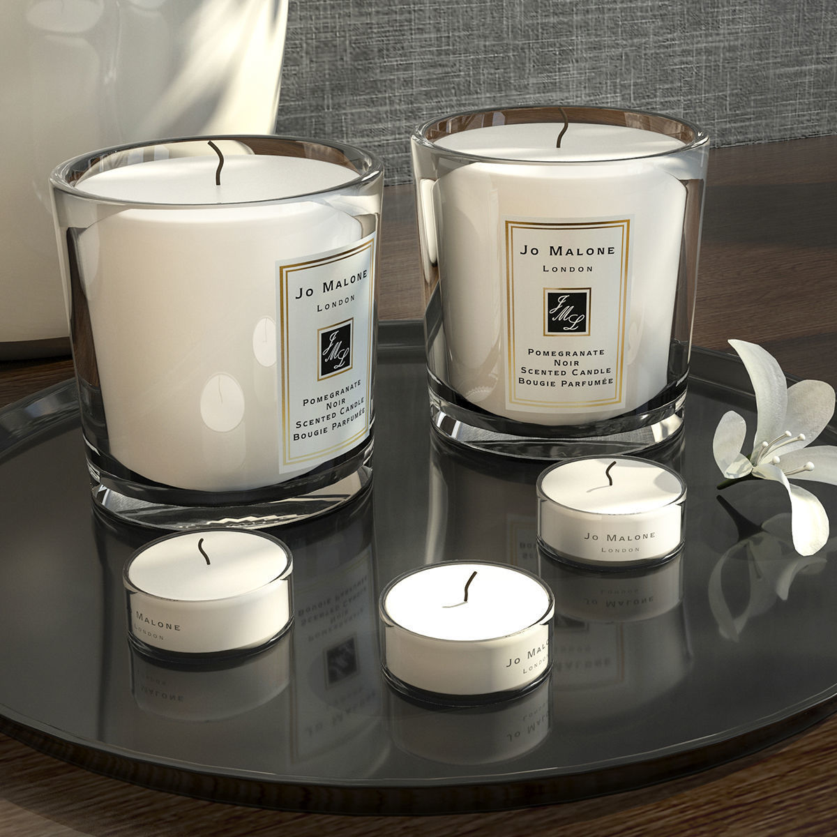 Decorative Set of Flowers 3D model_2