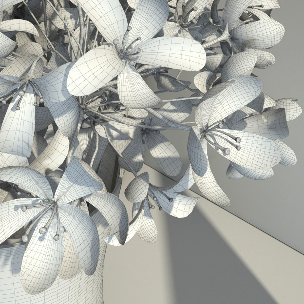 Decorative Set of Flowers 3D model_5